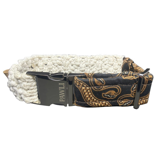 "The Mac". Macrame Dog Collar - White