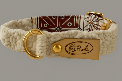 "The Mac". Macrame Dog Collar - Beige