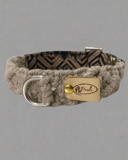 "The Mac". Macrame Dog Collar - Walnut