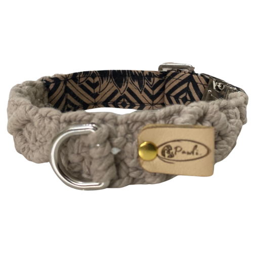 "The Mac". Macrame Dog Collar - Walnut
