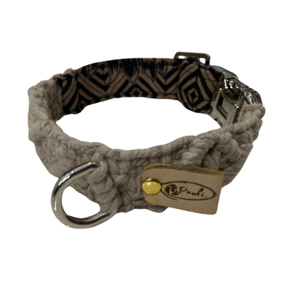 "The Mac". Macrame Dog Collar - Walnut