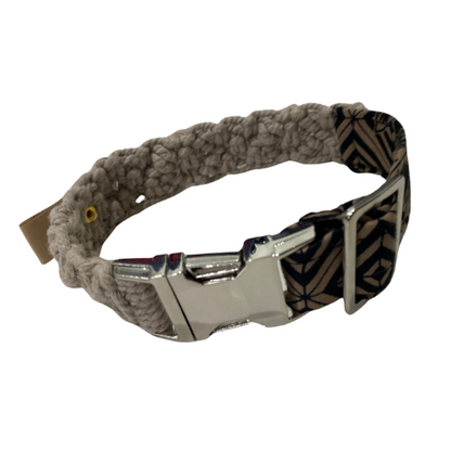 "The Mac". Macrame Dog Collar - Walnut