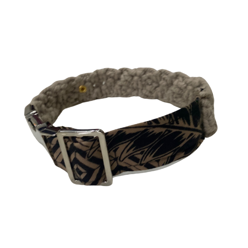 "The Mac". Macrame Dog Collar - Walnut