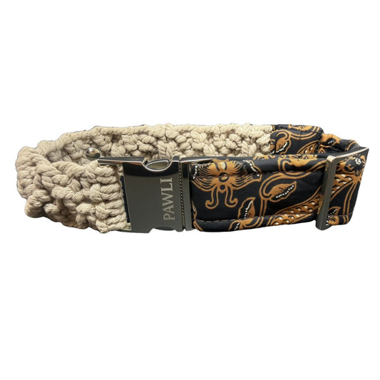"The Mac". Macrame Dog Collar - Walnut