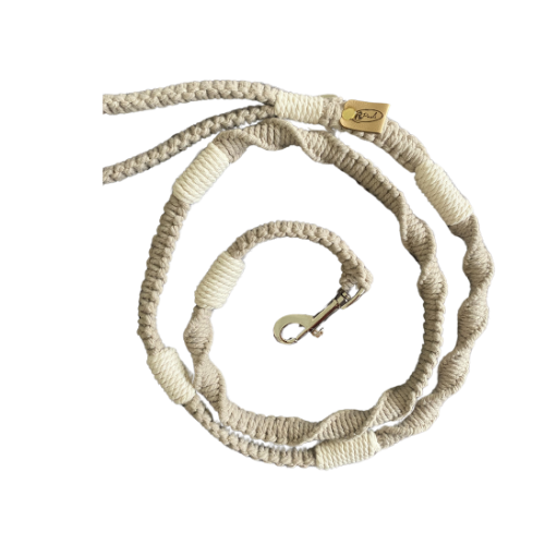 "The Mac". Macrame Dog Leash - Beige/ Creme